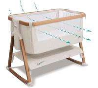 Tutti Bambini CoZee® Air Crib Bundle (Walnut/Ecru) - Bedside Sleeper with 2 Crib Sheets (Grey/Cloud), Mattress Protector, and Mattress Included