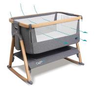 Tutti Bambini CoZee® Air - Next To Me Crib & Standalone Baby Cot - Extra Ventilation, Rocking Bars - 60-Second Assembly, Adjustable Height, Foldable, Mattress Included (0-6 Months) - Oak & Charcoal