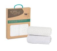 Tutti Bambini CoZee Crib Fitted Sheets (2 Pack) - Grey/Cloud 100% Cotton Sheets - For CoZee Bedside Crib
