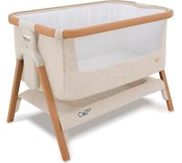 Tutti Bambini CoZee® Crib Bundle (Walnut/Ecru) - Bedside Crib with 2 Sheets (Grey/Cloud), Mattress Protector, and Mattress Included