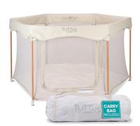 Tutti Bambini Foldable Baby Playpen with Breathable Mesh Walls and Padded Frame, Zip Door, Fitted Mat, and Travel Bag - 135 x 135 x 75 cm, Ecru