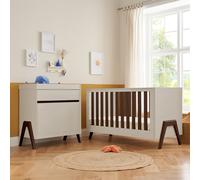 Tutti Bambini Fuori 3-Piece Room Set with Cot Bed, Chest Changer & Mattress - White Sand & Warm Walnut