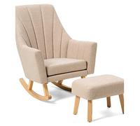 Tutti Bambini Jonah Rocking Nursing Chair With Footstool- Stone, Brown