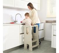 Tutti Bambini Learning Tower for Toddlers - Wooden Montessori Kitchen Helper Step Stool, 3 Adjustable Heights, Anti-Tip, Kids Kitchen Tower for Ages 2-6 (Mushroom)