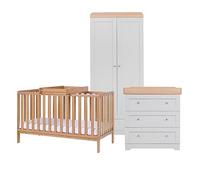 Tutti Bambini Oak Malmo Cot Bed With Rio Furniture 3 Piece Set Dove Grey/Oak, Grey