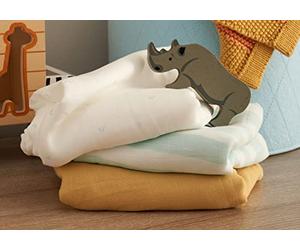 Tutti Bambini Muslin Swaddle Wraps 3-Pack | Soft Bamboo Cotton, 120x120cm, Ideal for Sensitive Skin | Run Wild