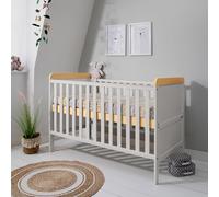 Tutti Bambini Rio 2-in-1 Baby Cot Bed with Cot Top Changer (0-6 years) 140x70 cm - Baby Crib & Toddler Bed, Baby Bed, Adjustable Base, Baby Cot, Newborn Essentials (Oak & Dove Grey)
