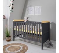 Tutti Bambini Rio 2-in-1 Baby Cot Bed with Cot Top Changer (0-6 years) 140x70 cm - Baby Crib & Toddler Bed, Baby Bed, Adjustable Base, Baby Cot, Newborn Essentials (Oak & Slate Grey)