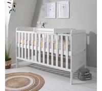 Tutti Bambini Rio 2-in-1 Cot Bed & Changer - White 140x70cm | Complete nursery starter set with cot bed and cot top changer, converting from newborn cot to toddler bed.