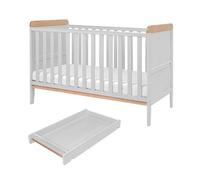 Tutti Bambini Rio Cot Bed With Cot Top Changer & Mattress Dove Grey/Oak, Grey
