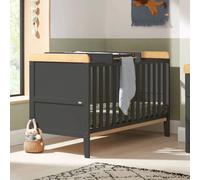 Tutti Bambini Rio Cot Bed with Cot Top Changer & Mattress - Slate Grey/Oak