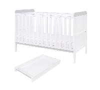 Tutti Bambini Rio Cot Bed with Cot Top Changer & Mattress - White/Dove Grey