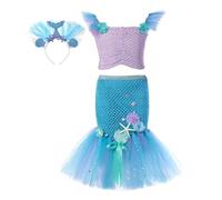 Tutu Dreams Dress Outfit for Girls Birthday Halloween Party Fancy Dress Festive Children's Fashion (Blue, 3-4 Years)