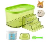 TUTU&LELE 5pcs Hamster Living Set Sand Bath Container & Ladder & Cleaning Scoop & Bath Sand & Bowl for Hamsters Mice Gerbils or Other Small Pets Cage Accessories (Green)