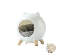 TUTU&LELE Hamster Hideout, Tiny House Hideout and Habitat, Space Elf Hiding Nest, Durable Hamster Bed with Round Thick Plush Pads, for Mice, Gerbils,Hamsters to Play, Sleep and Rest (White)