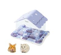 TUTU&LELE Hamster Hideout, Tiny House Hideout and Habitat, Starry Sky Hideout Nest,Hamster Bed with Plush Cushion for Dwarf Hamsters, Mice, Gerbils, Hamsters to Play, Sleep and Rest (Purple)