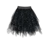 Tutu Skirt for Girls, Elastic Waist Layered Sequin Star Ballet Tutu Skirts with Lining for Dance Birthday Costume Party Performance Christmas Halloween, 5-12 Years 0102b