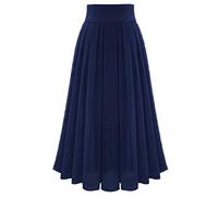 Tutu Skirt for Women UK Ladies Midi Maxi Long Stretchy Cute Skirts for Women High Waist Lace-up Waist Chiffion Party Skirt Casual Going Out Fit Flare Elasticated Waist Flattering A line (Navy, L)