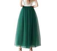 Tutu Skirt for Women Women Tulle Skirts Layered Short Prom Party Long Skirt Tutu Skirt for Women High Waist Tiered Layered Mesh Ballet Prom Party Tulle Tutu A-line Long Skirt Green