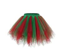 Tutu Skirt Ruffle Layered Tulle Multicolor Dance Skirts for Kids Girls Toddler Kids Colorful Ballet Dance Tutu Skirts Girls Princess Christmas Halloween New Year Birthday Party (Green, 6-10 Years)
