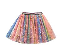 Tutu Skirts for Girls Carnival Rainbow Tulle Ballet Tutu Skirts Layered Glitter Star Bubble Mini Skirt Fancy Elastic Festival Dress for Birthday Party Holiday Party Dress Up Costume