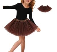 Tutu Skirts for Girls Layered Tulle Ballet Skirt Puffy Princess Fairy Dress for Daily Dance Christmas Halloween New Year Birthday Theme Party Costume for 2-9 Years (Coffee)