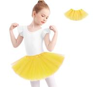 Tutu Skirts for Girls Layered Tulle Ballet Skirt Puffy Princess Fairy Dress for Daily Dance Christmas Halloween New Year Birthday Theme Party Costume for 2-9 Years (Yellow)