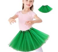 Tutu Skirts for Girls Layered Tulle Ballet Skirt Puffy Princess Fairy Dress for Daily Wear Dance Performance Christmas Halloween New Year Birthday Theme Party Costume for Girls 2-9 Years (Green)