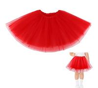 Tutu Skirts for Girls Layered Tulle Ballet Skirt Puffy Princess Fairy Dress for Daily Wear Dance Performance Christmas Halloween New Year Birthday Theme Party Costume for Girls 2-9 Years (red)