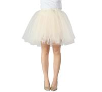 Tutu Skirts for Women 50s Fluffy Underskirt Retro Dress-Up Parties Princess Multi-Layer Petticoat Adult Classic Elastic Dance Costume(Beige, M)