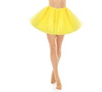 Tutu Skirts for Women Adults Tulle Skirts with Sequin Stars 3 Layered Mesh Skirt with Lining Retro 80s Fancy Dress for Women Bubble Skirt for Rave Costume Party Dance Running Cosplay(Yellow)