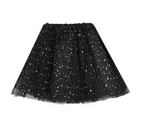 Tutu Skirts for Women Layered Mesh Bubble Tutu Skirt Classic 80s Fancy Dress Costume Tutu Adult Teen Skirt Ballet Dance Parties Fancy Dress Women's Tulle Tutu Skirt with Sequin (03 Black, One Size)
