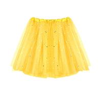 Tutu Skirts for Women Short Womens Star Sparkling Mini A-Line Skirt Adult Dancing Skirt Pleated Skirt Trendy Skirts for Party Beach Photos Tutu Skirt Halloween Costume (Yellow, One Size)