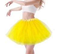 Tutu Skirts Women Yellow-Tulle Skirt with Lining Layered Neon Tutu Skirt Fancy Dress 80s Classic Dance Skirt for Girls Women 90s Party Outfit Fancy Dress Halloween Christmas Carnival Party Costume