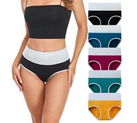 TUTUESTHER Maxi Briefs for Women Plus Size 16-32 High Waisted Knickers Cotton Full Coverage Underwear 5 Pack(22-24 Plus, Black/Green/Vivid Blue/Purple Red/Chrome Yellow)