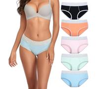 TUTUESTHER Underwear Women Cotton Ladies Knickers Soft Mid Rise Basic Pants Full Coverage Briefs Multipack（8，Light Blue/Green/Pink/Orange/Black）