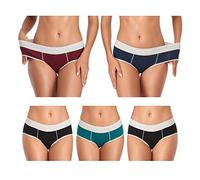 TUTUESTHER Underwear Women Cotton Ladies Knickers Soft Mid Rise Basic Pants Full Coverage Briefs Multipack（12，Black/Deep Red/Deep Blue/Green/Black）