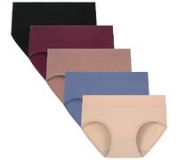 TUTUESTHER Underwear Women Cotton Ladies Knickers Soft Mid Rise Basic Pants Full Coverage Briefs Multipack（10，Black/Burgundy/Oxblood/Slate Blue/Nude）