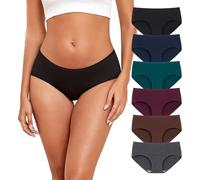 TUTUESTHER Womens Underwear Cotton Ladies Knickers Mid Waist Hipster Panties Soft Basic Pants Multipack(12,Black/Green/Coffee/Navy Blue/Deep Red/Grey)