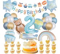 Tutukyle Children's Birthday Decoration 2 Year - Bear Balloon Kit Girl Boy with Banner Happy Birthday Decoration, Party Decoration Balloons