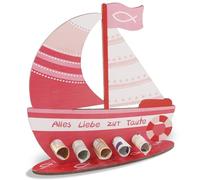 Tutukyle Money Gifts Birthday Boat Wood Decoration Christening Gift, Pink Ship Birthday Card with Base, Christening Gifts for Girls, Gift Christening Girls, Money Gift for Friends, Family Lovers