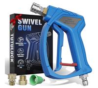 TUTULUCK® Pressure Washer Short Gun with 3/8" Swivel, Power Washer Stubby Trigger Handle with 25° Soft Rubber Nozzle, M22-14mm to 3/8" Quick Connector, M22-15mm Female for Car Wash