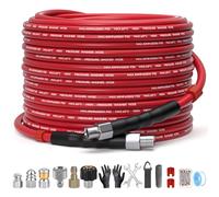 TUTULUCK Sewer Jetter Kit for Pressure Washer 1/4" NPT 5800PSI Drain Cleaner Hose Rotating and Button Nose Sewer Jetting Nozzle Unclogging Tool for Sewer Line,Gutter Cleaning(50FT)