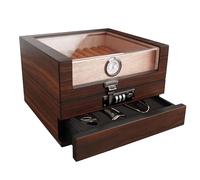 TUTUNES&Wudytim Cigar Humidor, Handcrafted Top 270° Spanish Cedar Cigar Box with Easy Humidification System, Accurate Digital Hygrometer