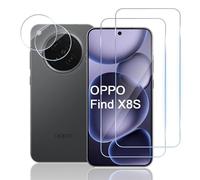 TUTUO Screen Protector for OPPO FIND X8S for Tempered Glass, [Pack of 2 + 2] Tempered Glass + Camera Protection, 9H Hardness HD Clear Film, Anti-Scratch, Anti-Fall Screen Protector Film
