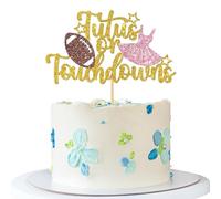 Tutus or Touchdowns Cake Topper - Gender Reveal Party Cake Supplies - Boy or Girl He or She Party Decoration - Glitter