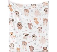 TUTUXMA Cute Blanket with Dogs on It, Soft Puppy Dog Print Flannel Fleece Blanket for Kids, Cozy Puppy Fuzzy Throw Blanket Gift for Girls Dog Lovers, Cartoon Pet Blanket for Bed Couch Sofa, 100x130cm