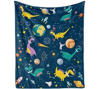 TUTUXMA Dinosaur Blankets for Boys, Throw Blanket Kids, Soft Cozy Space Flannel Fleece Plush with Planets Astronauts Pattern, Dino Gift Newborn Toddler, 100x130cm