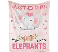 TUTUXMA Just A Girl Who Loves Elephants Blanket for Girls Kids Elephant Throw Blankets Gifts Lovers Pink Soft Cozy Lightweight Flannel Fleece Sofa Couch, 100x130cm (TBC-0019)