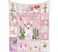 TUTUXMA Just A Girl Who Loves Llamas Blanket for Kids Girls Llama Throw Blankets Gifts Lovers Soft Cozy Lightweight Flannel Fleece Cute Sofa Couch All Season, 100x130cm, Pink (TBC-0017)